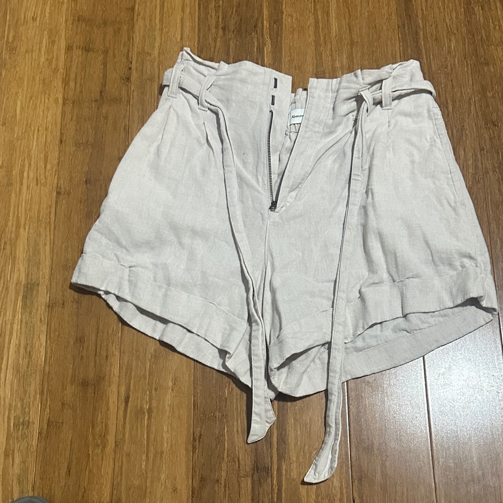 LAST CHANCE OFFER: Abercrombie & Fitch Women's High Waist Tan Linen Shorts